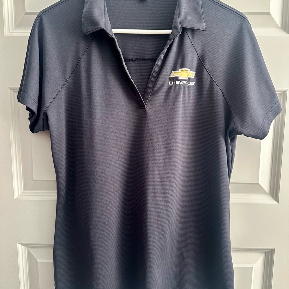 Women’s Chevrolet Gray V-Neck Shirt with Embroidered Logo L